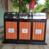 thùng rác gỗ 3 ngăn nắp lật