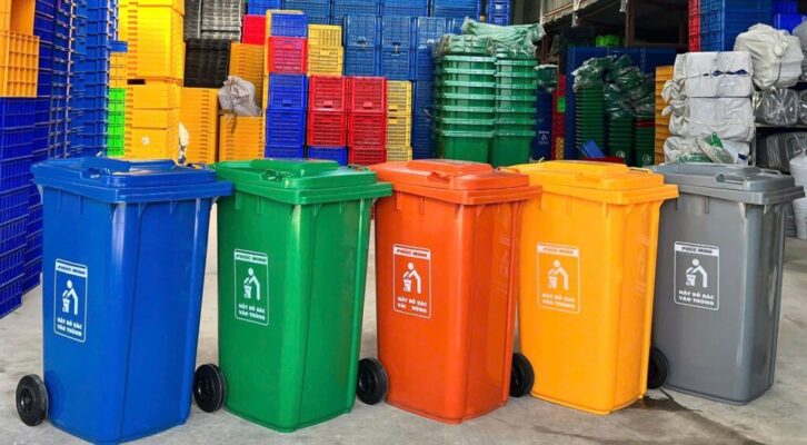 thùng rác nhựa 240 lít bánh xe loại dày 14.6 kg :